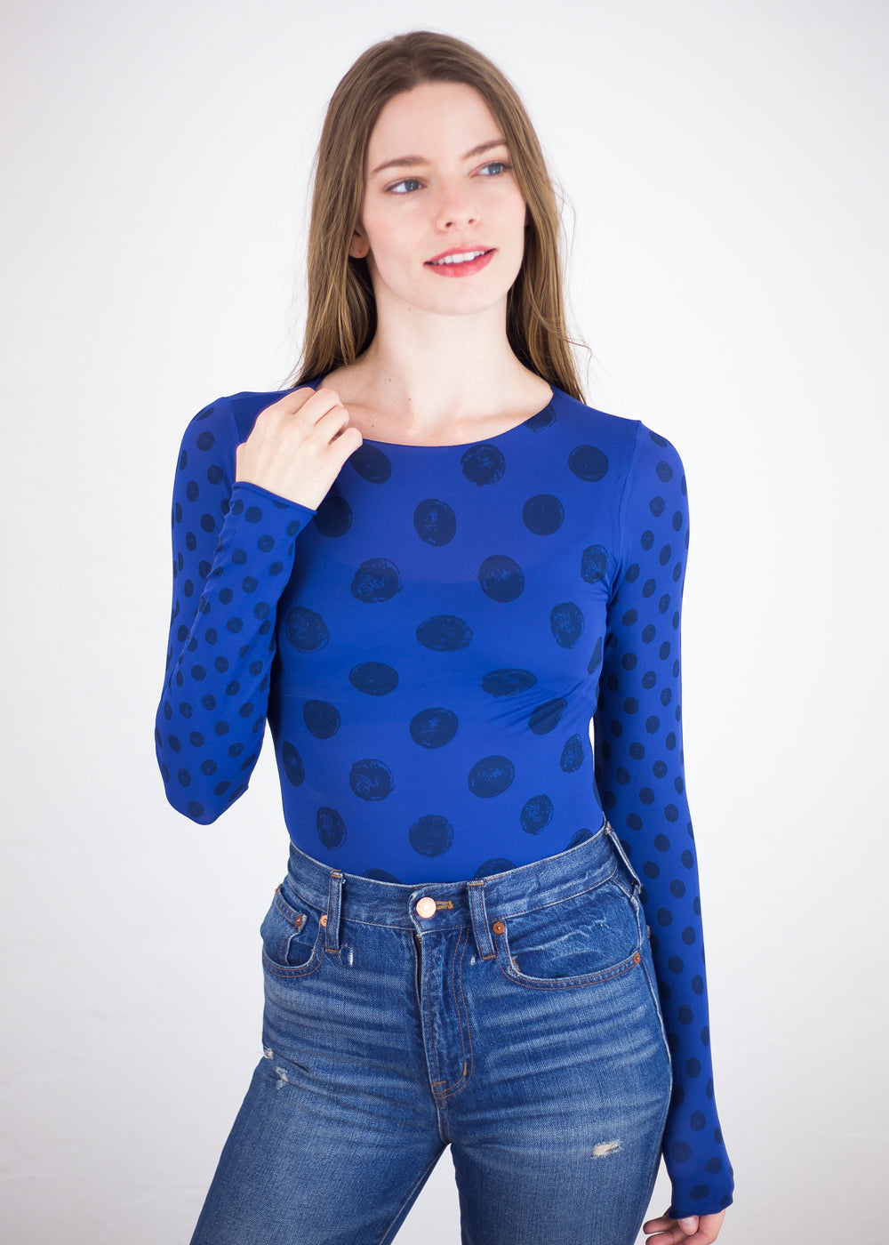 Grunge Polka Dot Raw Edge Second Skin Top  - In Stock