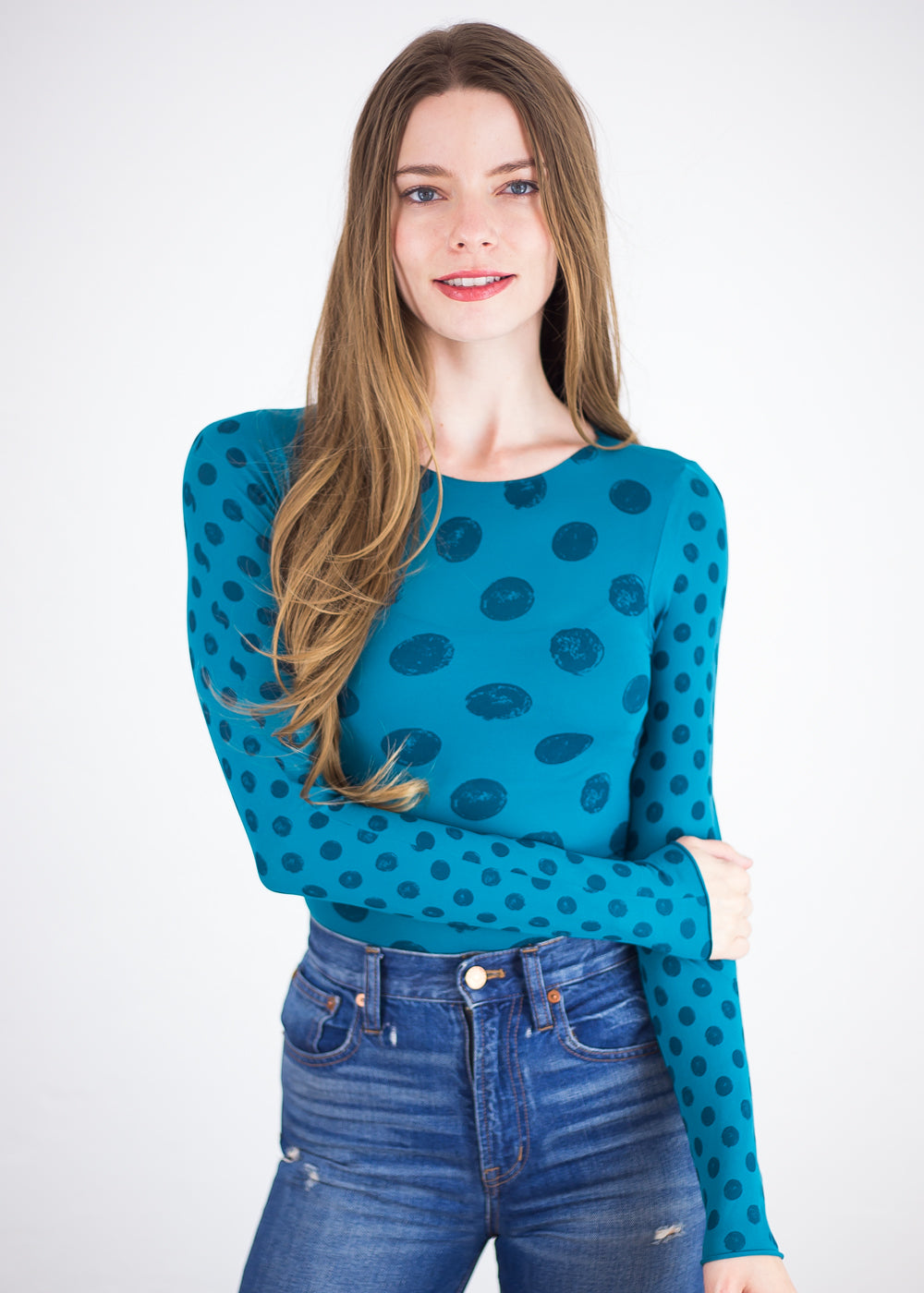 Grunge Polka Dot Raw Edge Second Skin Top