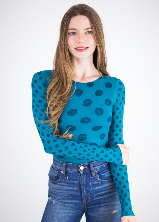 Grunge Polka Dot Raw Edge Second Skin Top  - In Stock