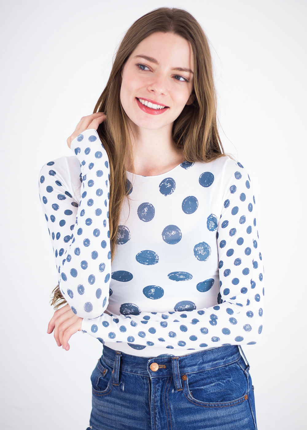Grunge Polka Dot Raw Edge Second Skin Top  - In Stock