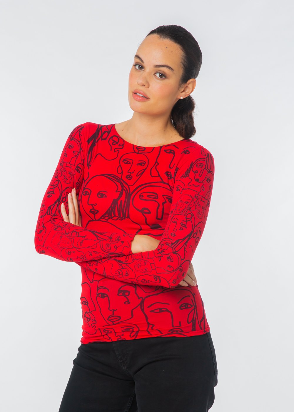 Line Faces Raw Edge Second Skin Top - In Stock