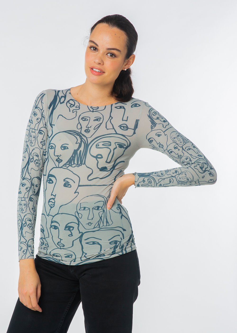 Line Faces Raw Edge Second Skin Top - In Stock