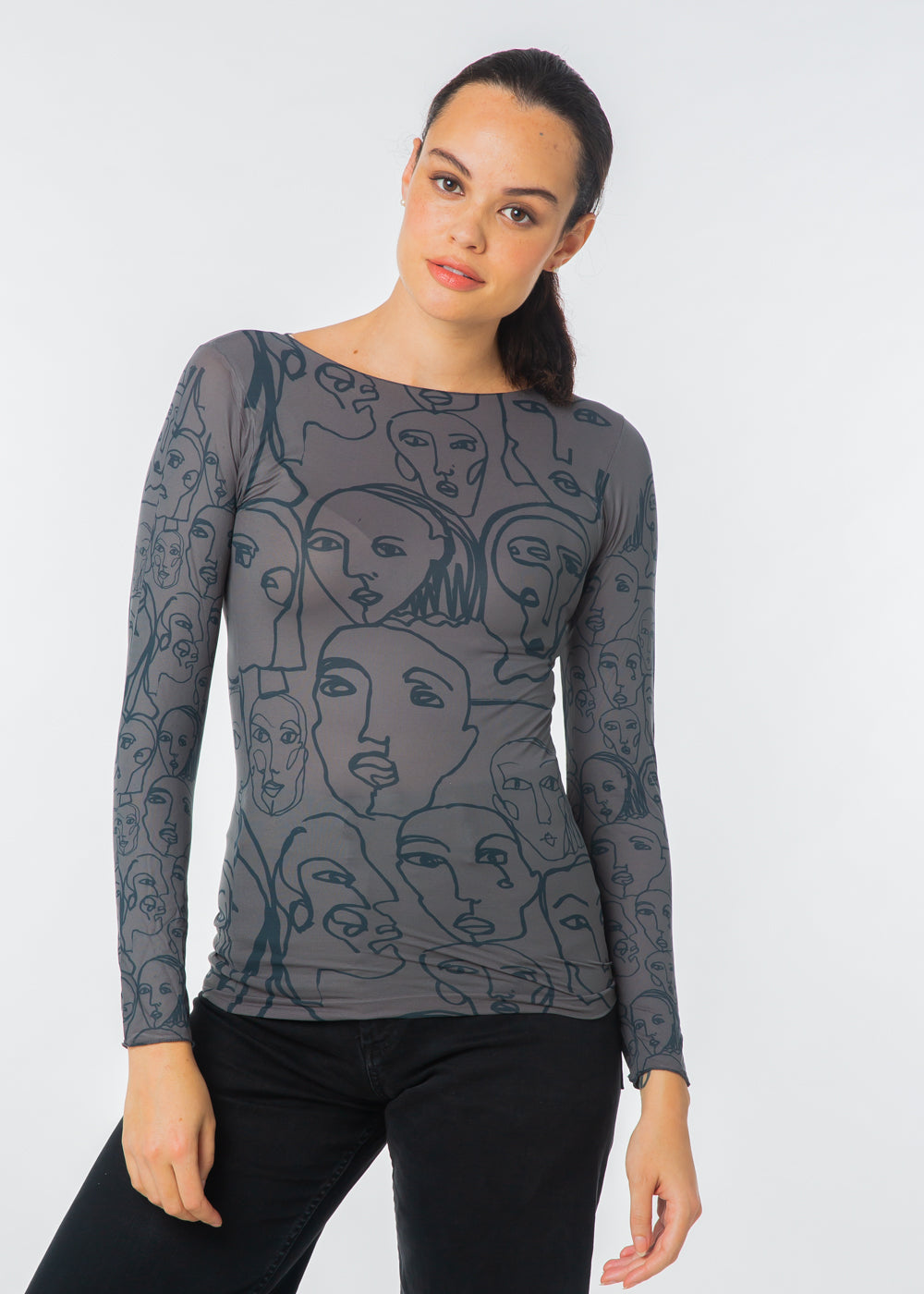 Line Faces Raw Edge Second Skin Top - In Stock