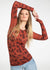 Leaf Emboss Second Skin Raw Edge Top - In Stock