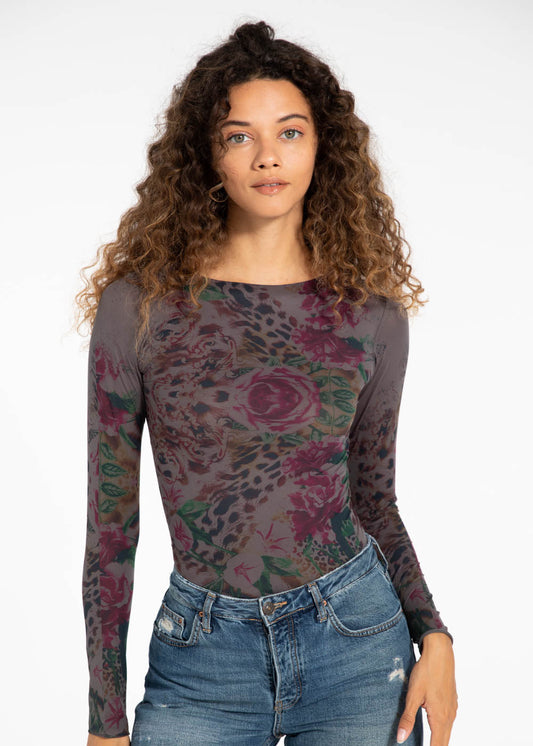 Feline Rose Second Skin Raw Edge Top - In Stock