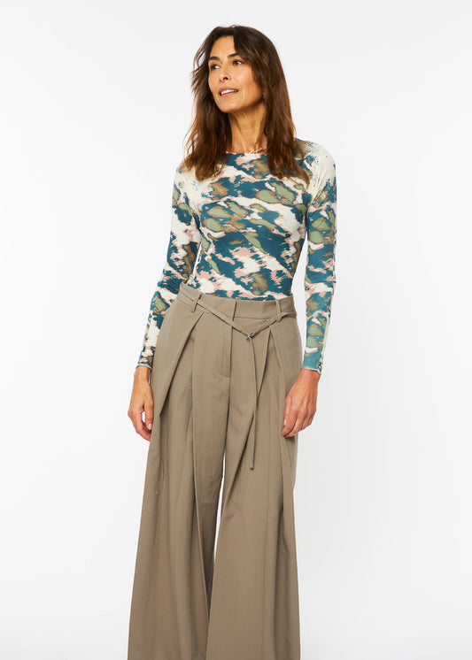 Camo Art Second Skin Raw Edge Top - In Stock