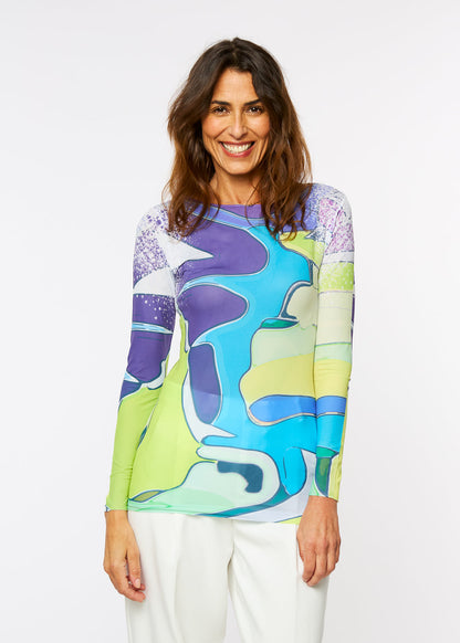 Aqua Waves Raw Edge Second Skin Top