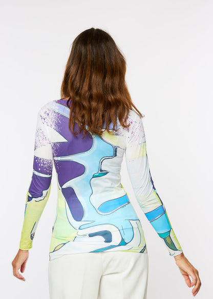 Aqua Waves Raw Edge Second Skin Top