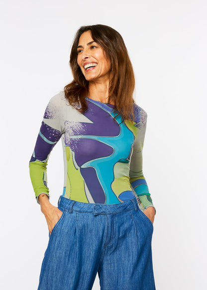 Aqua Waves Raw Edge Second Skin Top