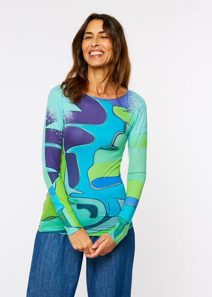 Aqua Waves Raw Edge Second Skin Top