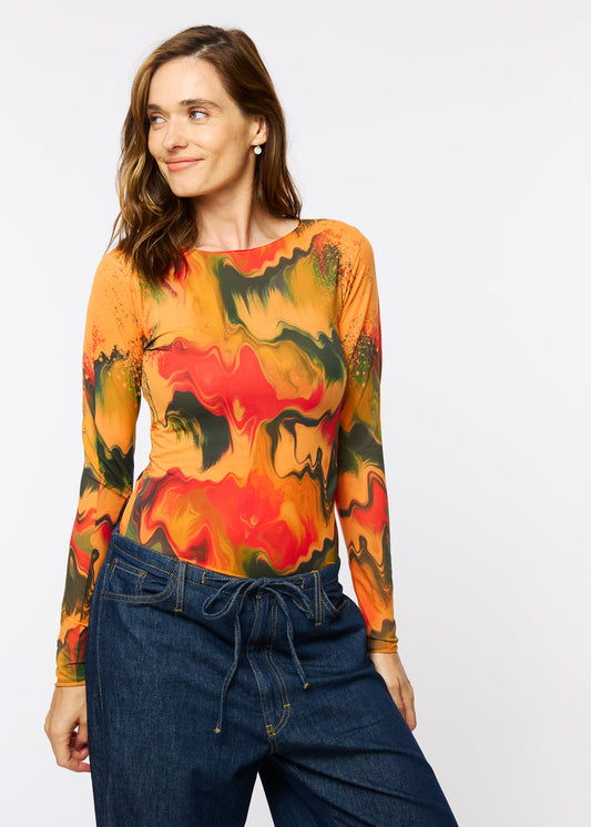 Color Melt Raw Edge Second Skin Top - In Stock