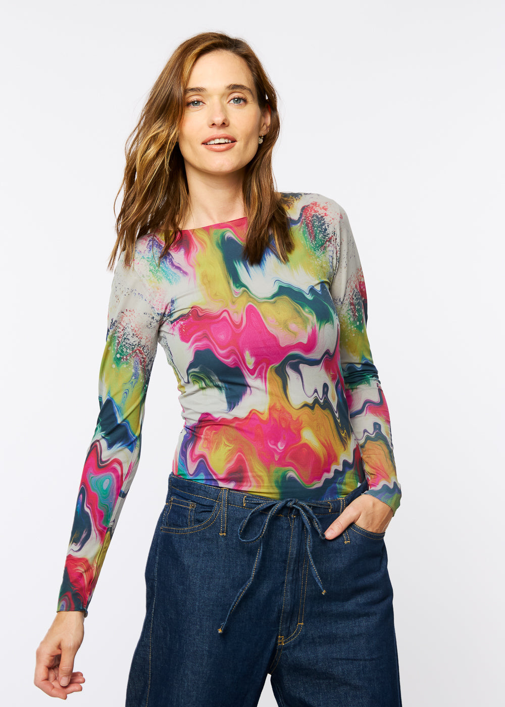 Color Melt Raw Edge Second Skin Top - In Stock