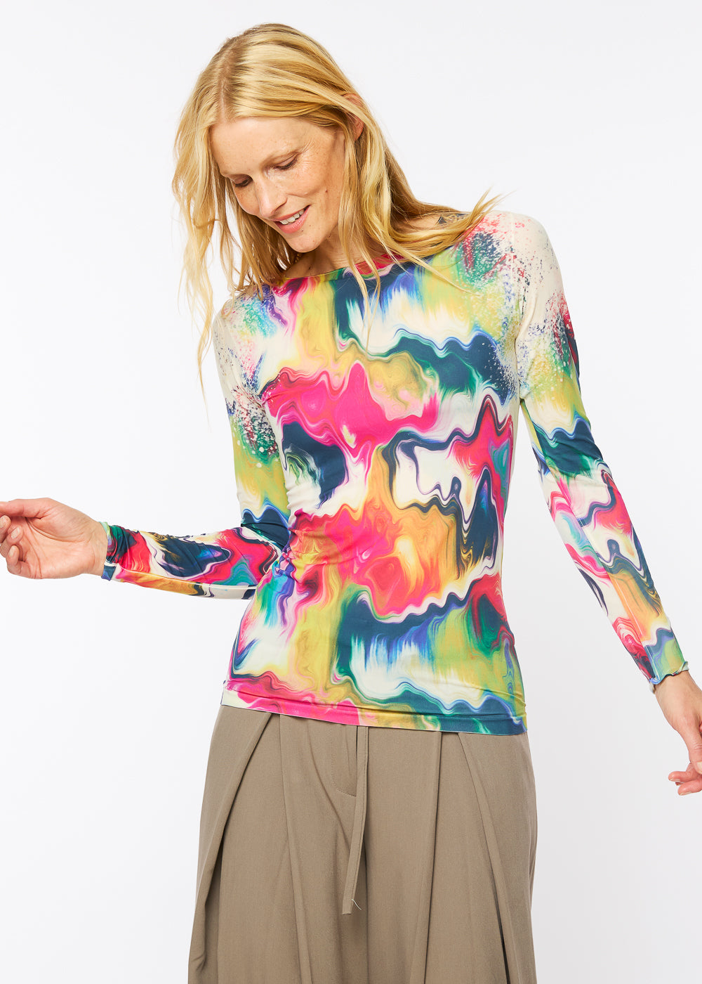 Color Melt Raw Edge Second Skin Top - In Stock