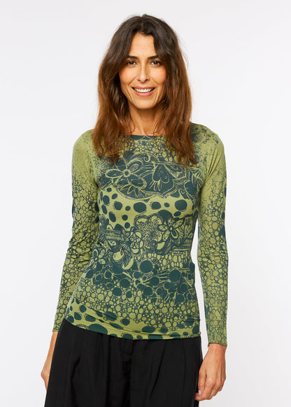 Spotted Garden Raw Edge Second Skin Top