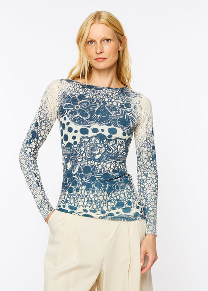Spotted Garden Raw Edge Second Skin Top