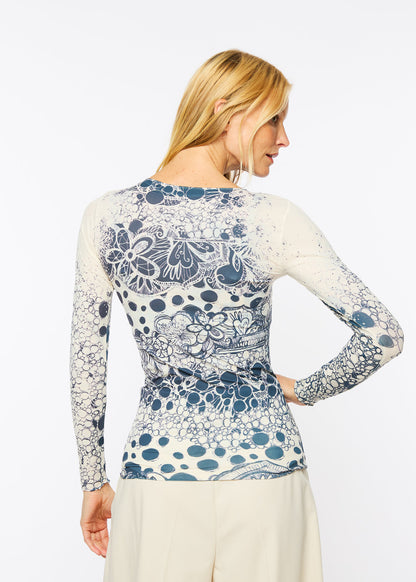 Spotted Garden Raw Edge Second Skin Top