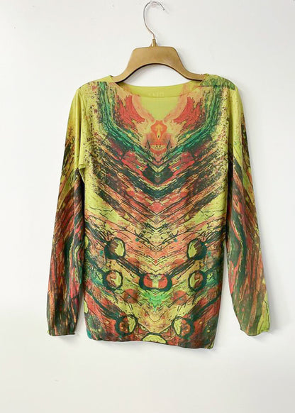 Peacock Plume Raw Edge Second Skin Top