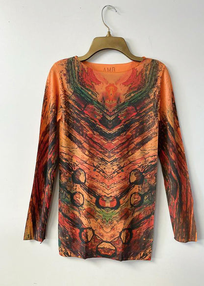 Peacock Plume Raw Edge Second Skin Top