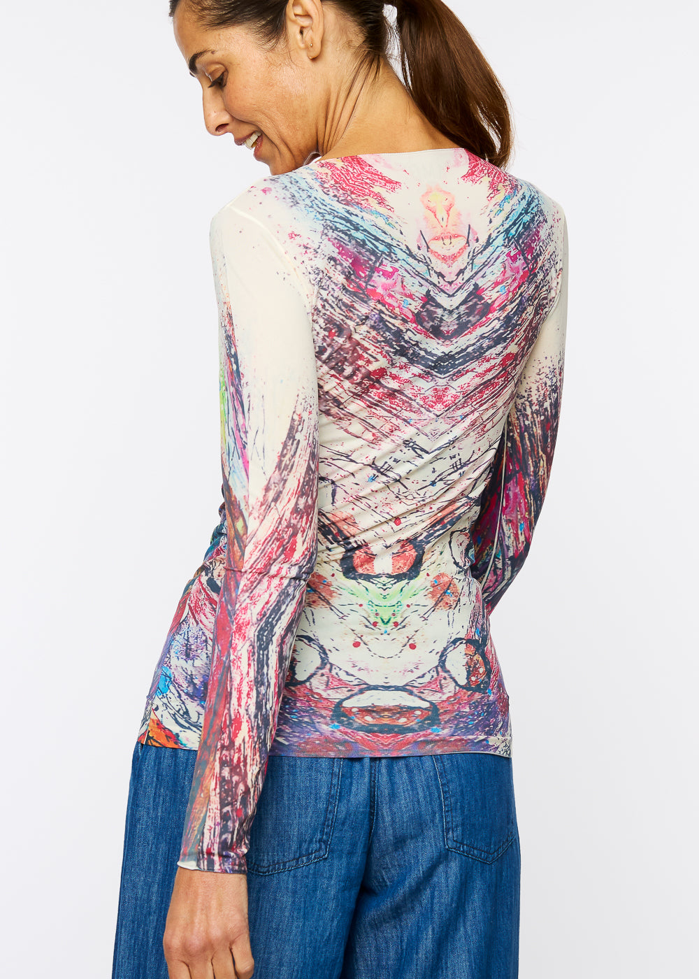 Peacock Plume Raw Edge Second Skin Top