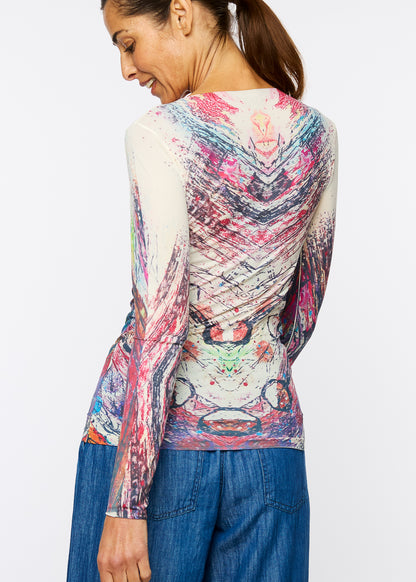 Peacock Plume Raw Edge Second Skin Top