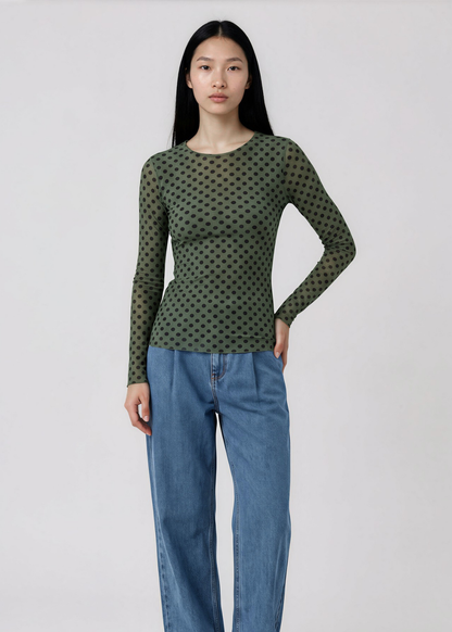 Classic Dot Raw Edge Second Skin Top