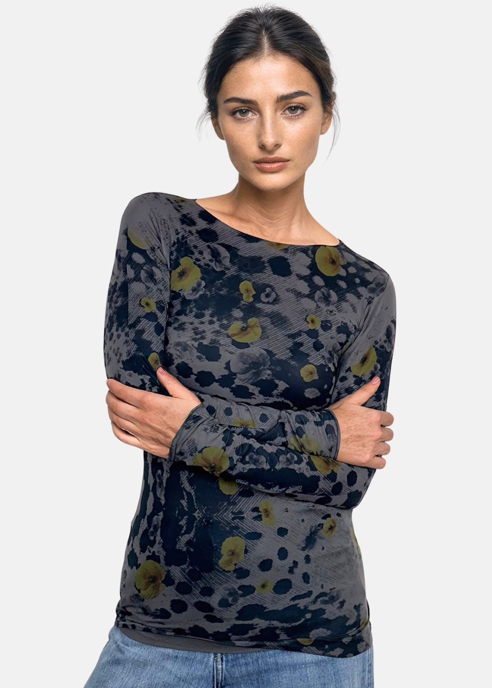 Wild Floral Second Skin Raw Edge Top - In Stock