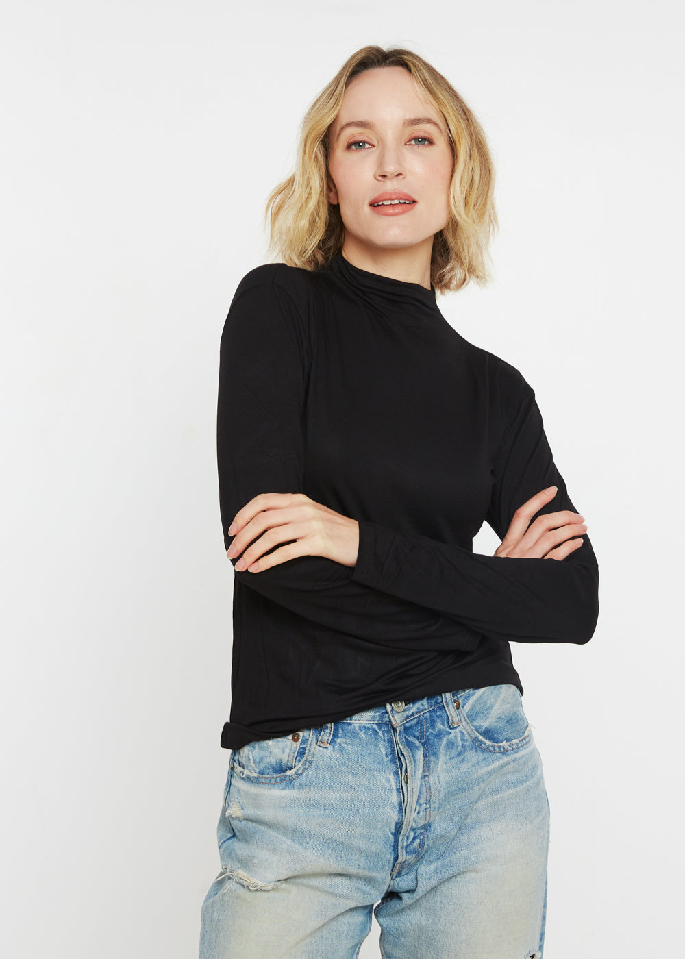 Brigitte Long Sleeve  Mockneck Top