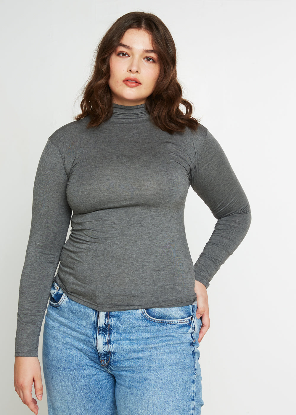 Brigitte Long Sleeve  Mockneck Top