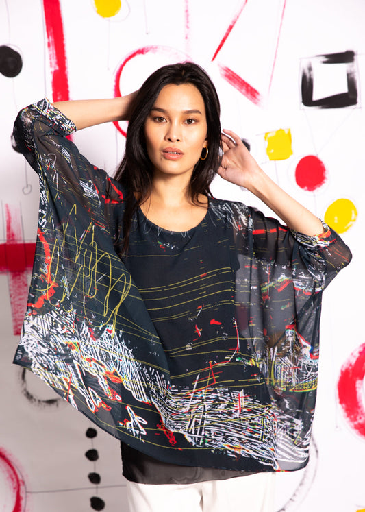 Capri Poncho in Interruption - In Stock