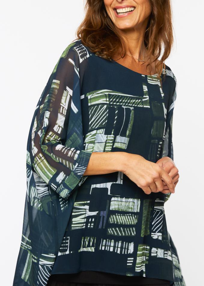 Capri Poncho in Green Maze - In Stock