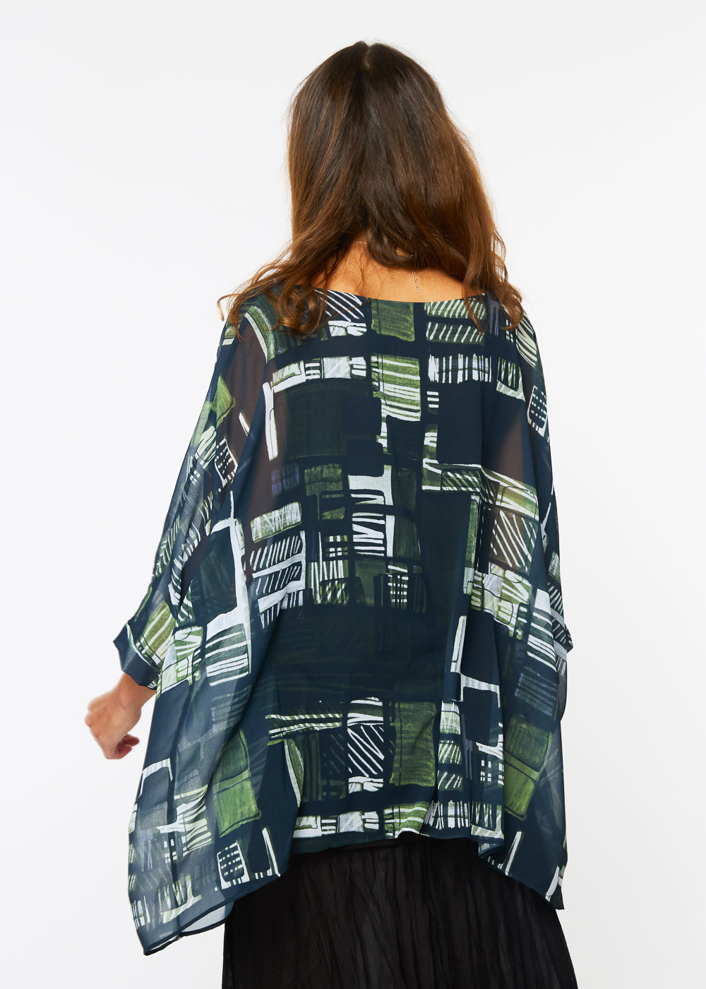 Capri Poncho in Green Maze - In Stock