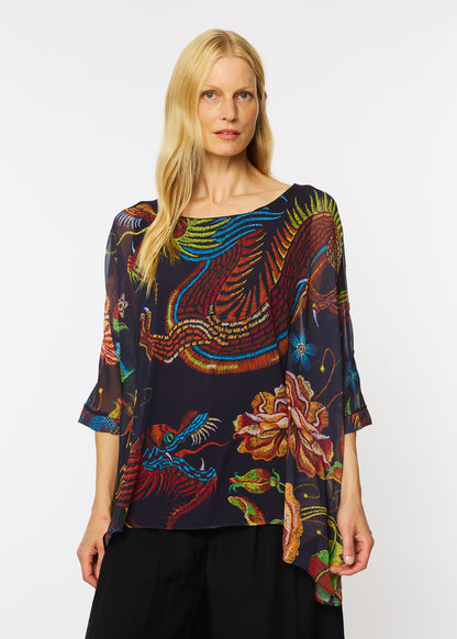 Capri Poncho in Dragon Rose