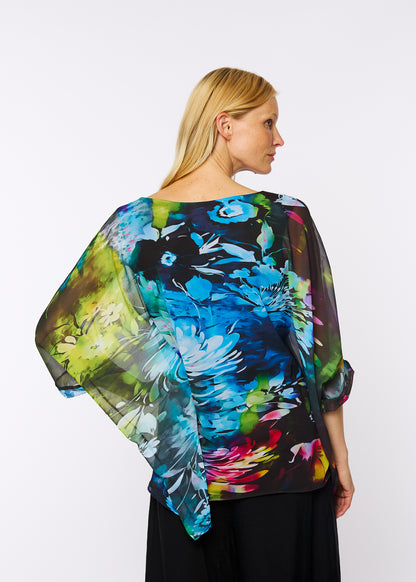 Capri Poncho in Noir Bouquet