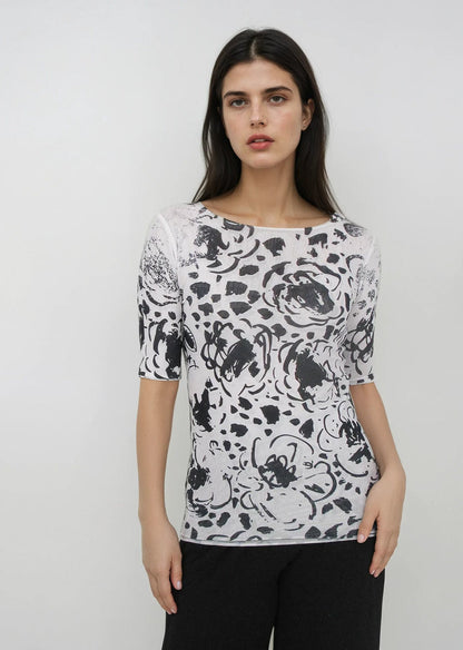 Florence Solid Double Sheer Short Sleeve Top - Prints