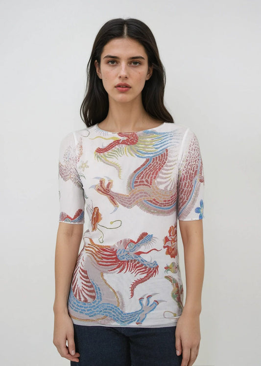 Florence Solid Double Sheer Short Sleeve Top - Prints