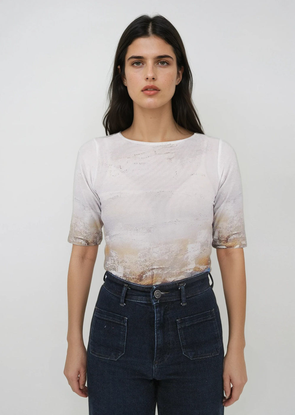 Florence Solid Double Sheer Short Sleeve Top - Prints