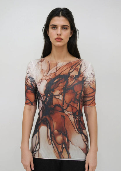 Florence Solid Double Sheer Short Sleeve Top - Prints