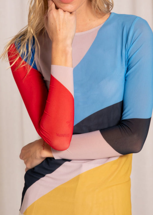 Color Block - Florence Double Sheer Top - In Stock