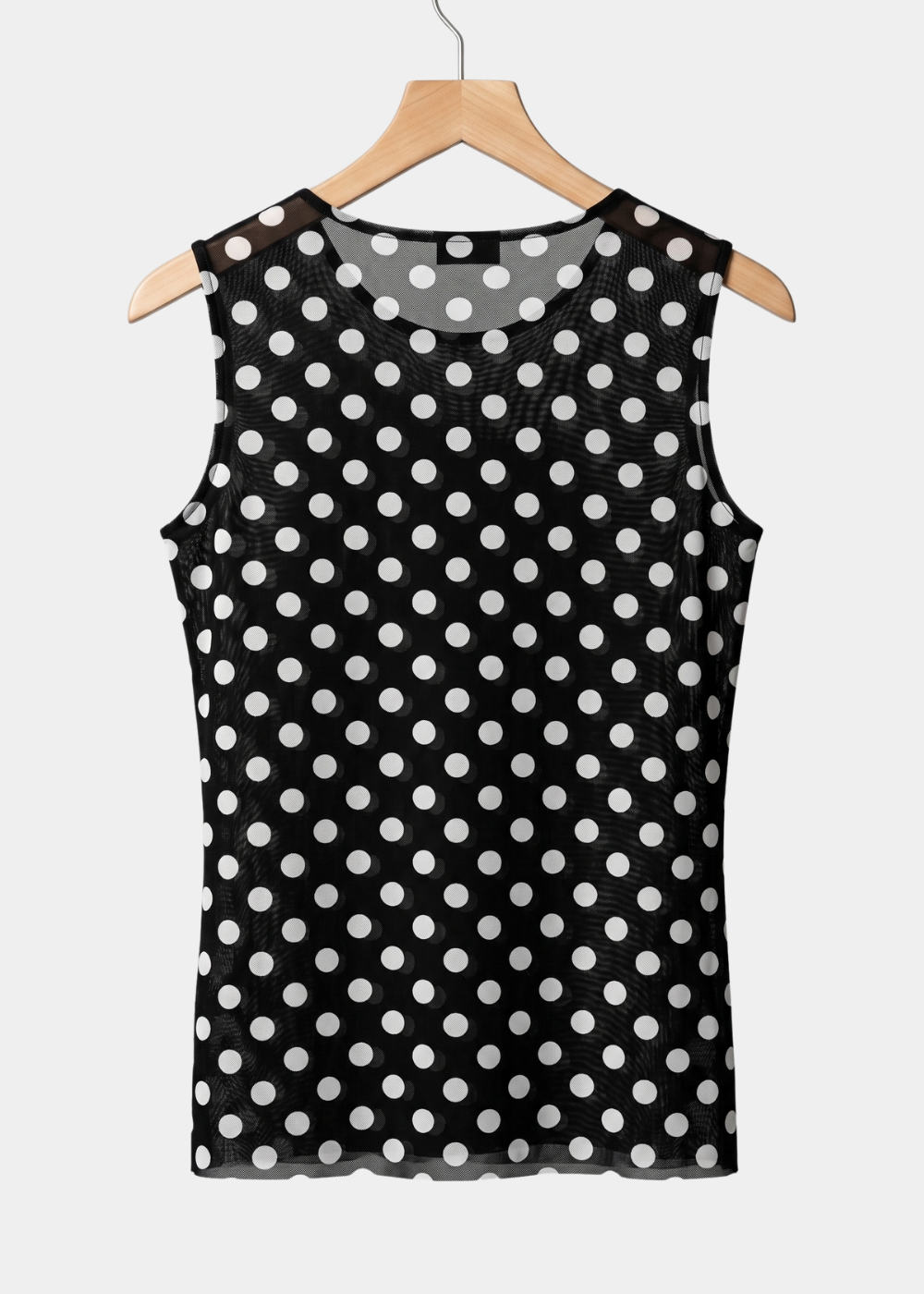 Polka Dot on Black - Florence Mesh Tank Top