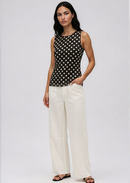 Polka Dot on Black - Florence Mesh Tank Top