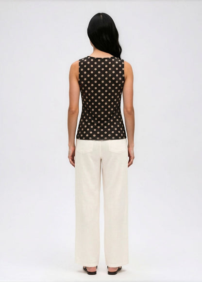 Polka Dot on Black - Florence Mesh Tank Top