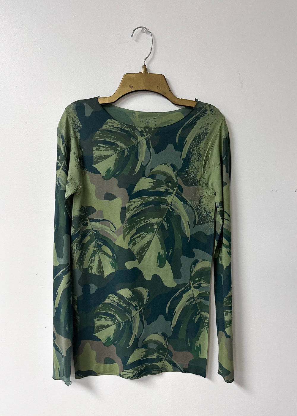 Jungle Camo Second Skin Raw Edge Top