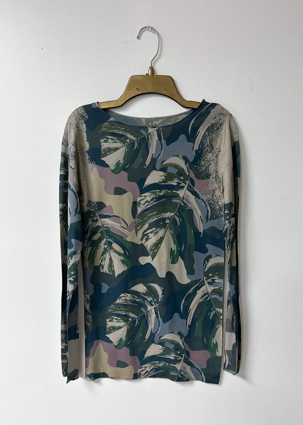 Jungle Camo Second Skin Raw Edge Top