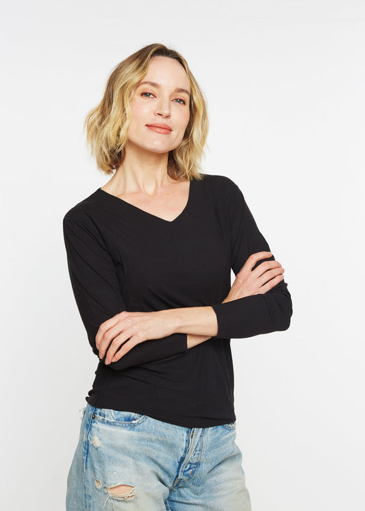 Kate Long Sleeve V Neck Top