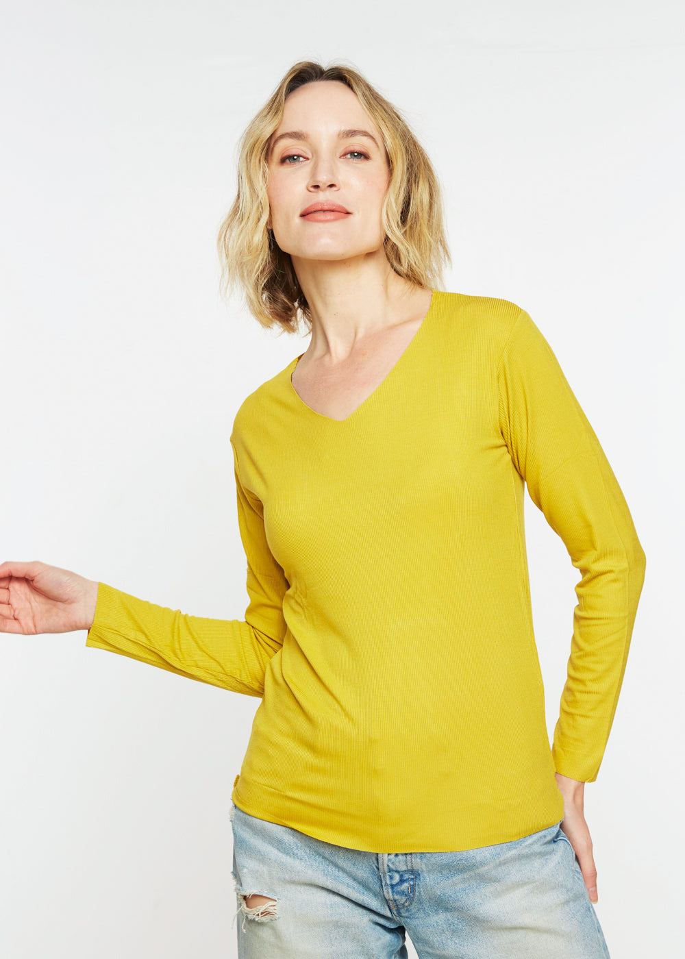 Kate Long Sleeve V Neck Top