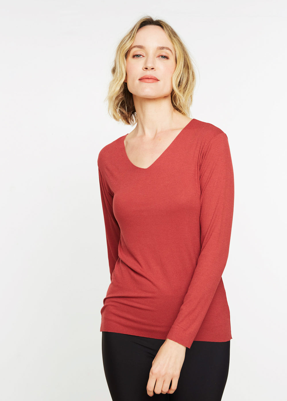 Kate Long Sleeve V Neck Top