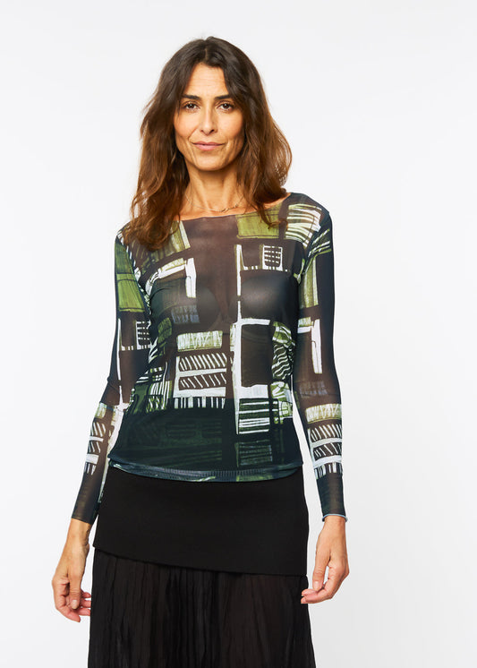 Green Maze - NudiTee Sheer Top - In Stock