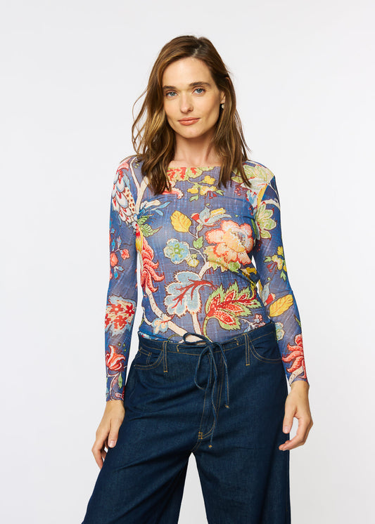 Denim Botanical - NudiTee Sheer Top