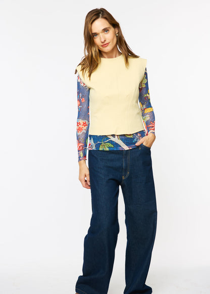Denim Botanical - NudiTee Sheer Top
