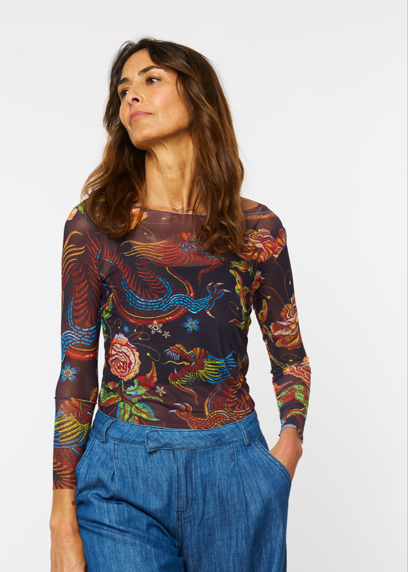 Dragon Rose - NudiTee Sheer Top